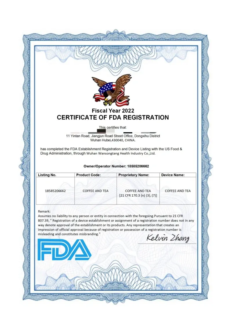 All products of Laicuherb have been certified by the FDA All products of Laicuherb have been certified by the FDA
