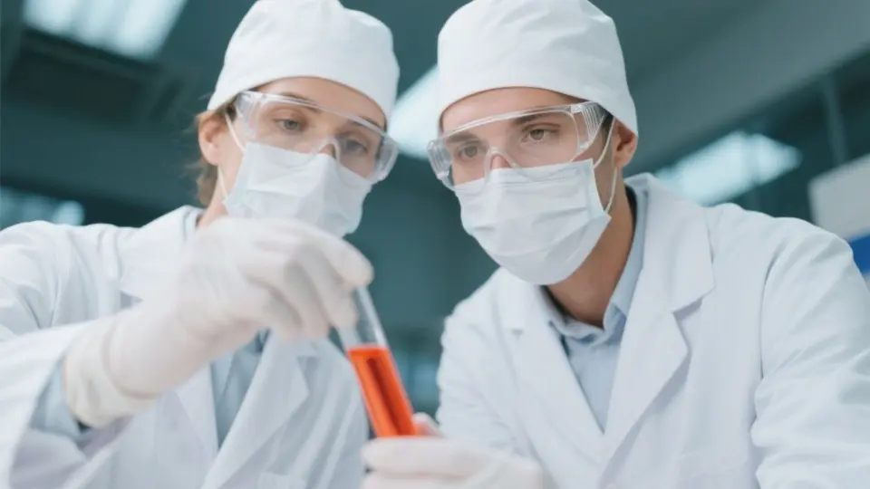 The researchers are observing the samples of sea buckthorn oil extracted through the supercritical carbon dioxide process
