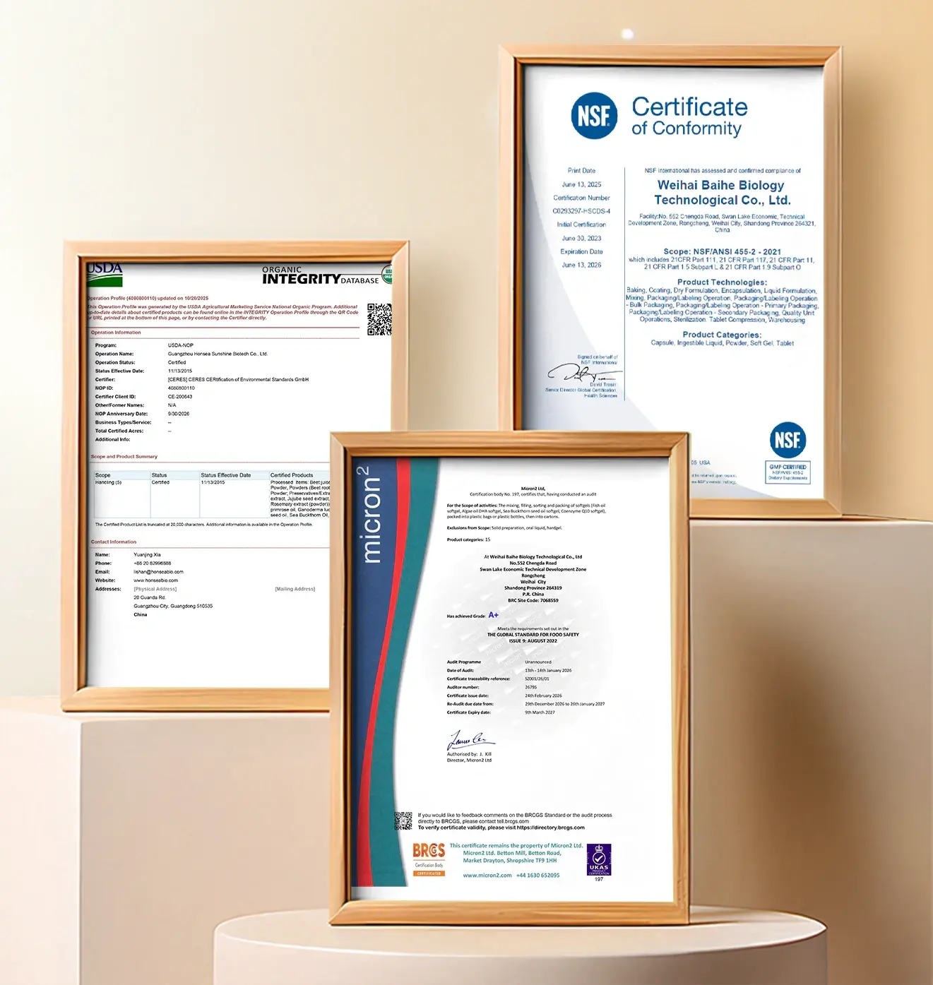 Laicuherb's skin glow supplement has NSF and BRC