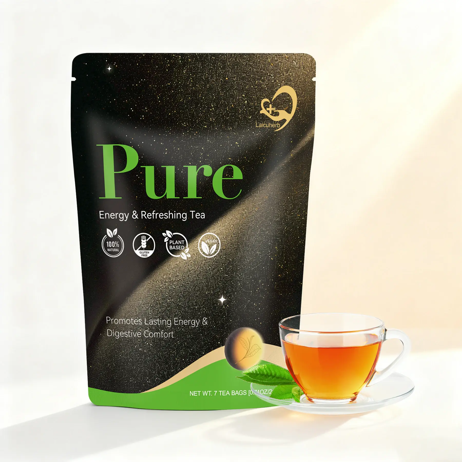 Laicuherb Pure Energy and Refreshing Tea Premium Box Packaging Laicuherb Pure Energy and Refreshing Tea Premium Box Packaging
