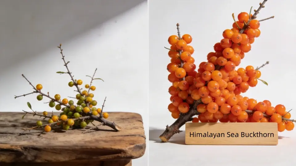 low-altitude berries with high-potency, wild-harvested Himalayan sea buckthorn growing above 12,000 feet