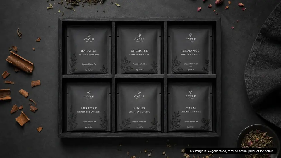 laicuherb cycle tea set 31 day botanical phase packaging