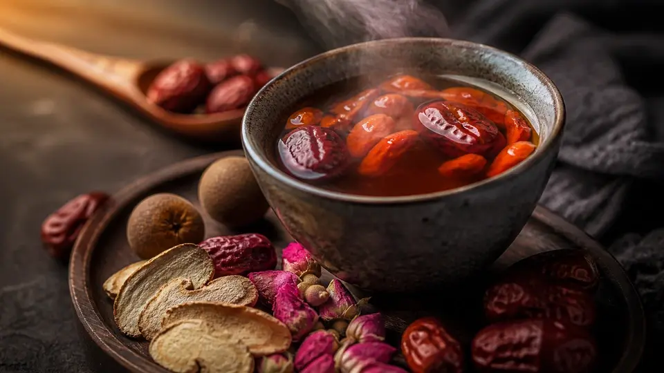 Laicuherb Ease Period Comfort Tea raw ingredients longan red dates wolfberry ginger Laicuherb Ease Period Comfort Tea raw ingredients longan red dates wolfberry ginger