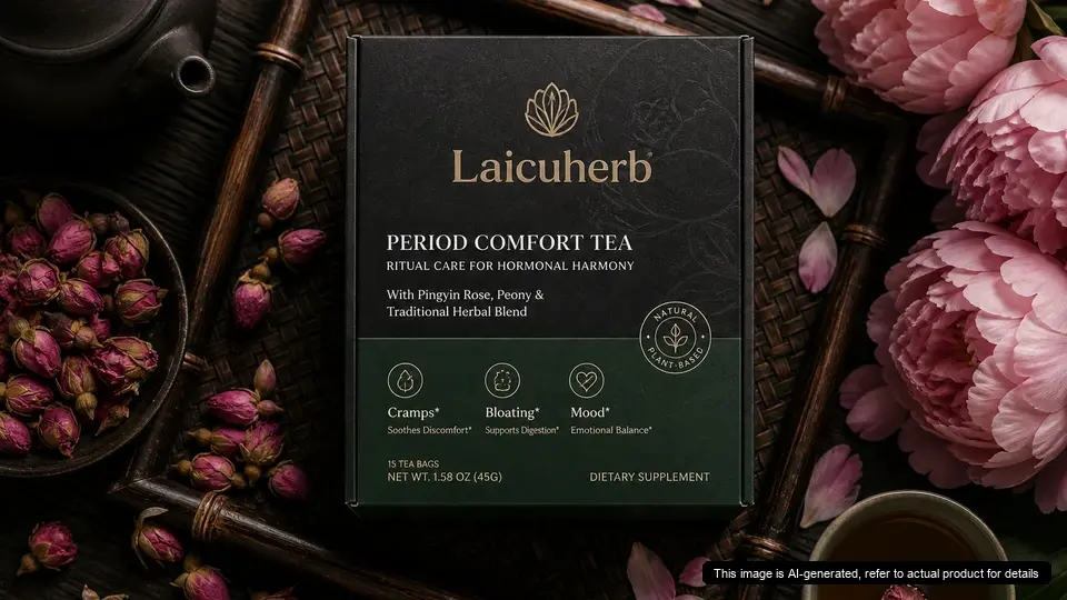 Laicuherb period comfort tea packaging and raw premium ingredients