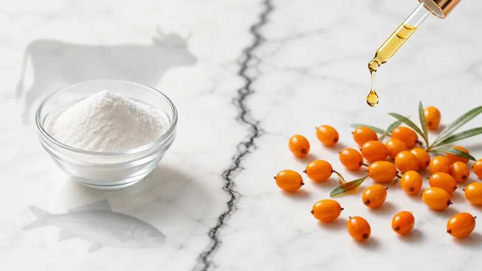 laicuherb skin glow sea buckthorn omega 7 vs collagen protein layer comparison